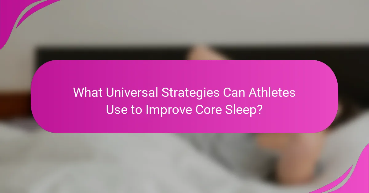 What Universal Strategies Can Athletes Use to Improve Core Sleep?